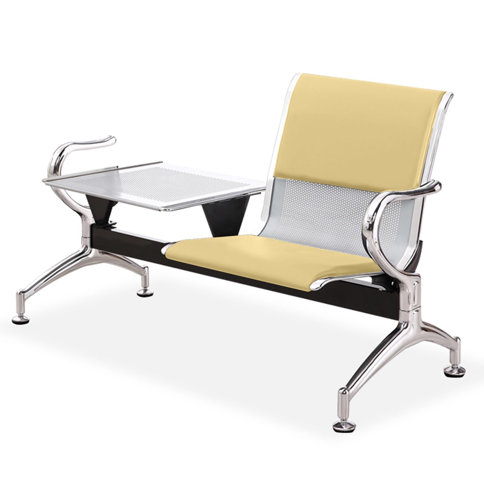 SaryEdge Reception Chair with Table Airport Room Seating Synthetic Leather Guest Bench for Hospitals Hair Salons Conference Rooms,