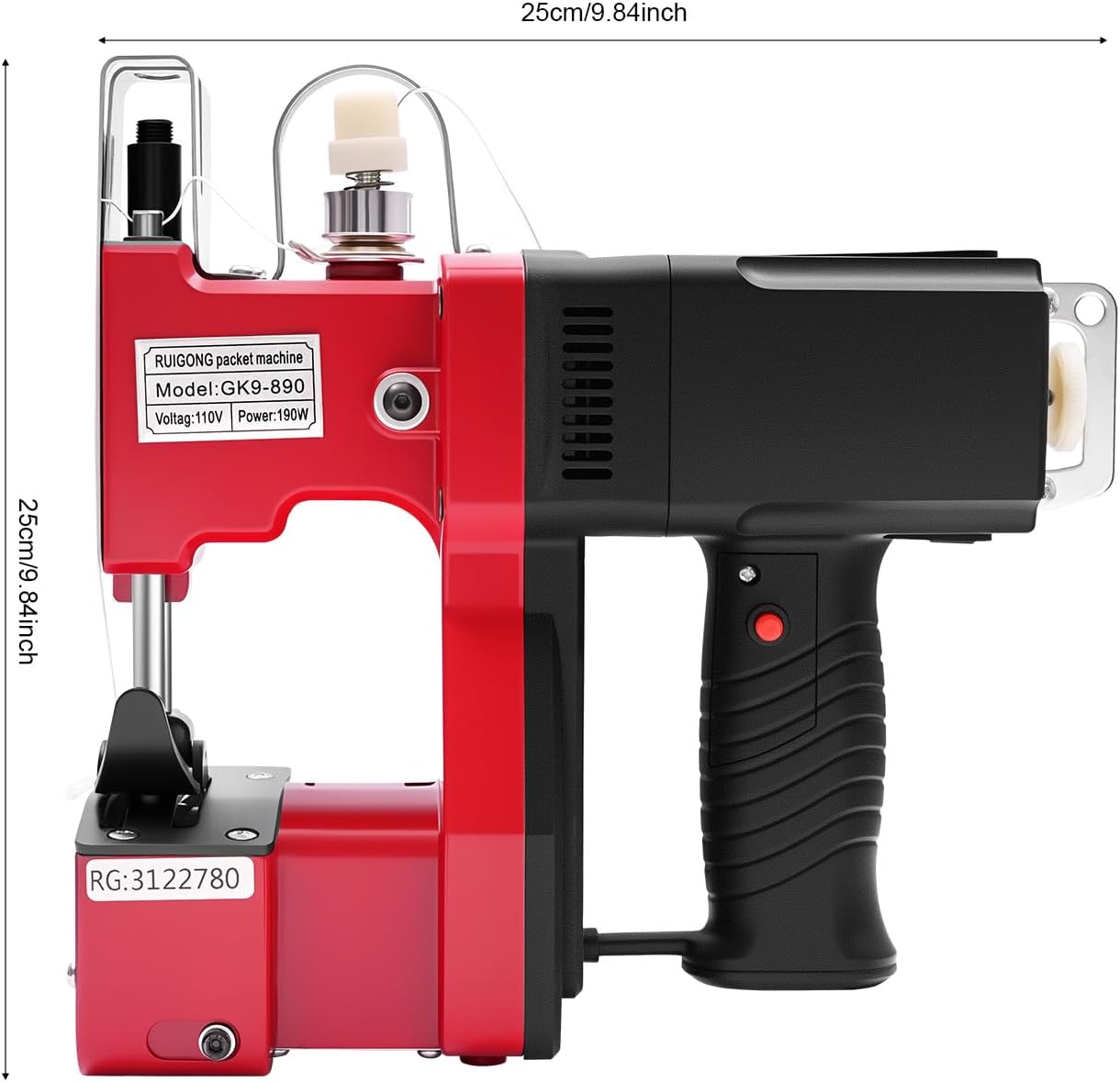 Electric Bag Sewing Machine,190w 110v 1000rpm Bag Stitching Tool Industrial Canvas Stitching Closer Leather Canvas Sewing-Machine for Express Logistics Companies Large Factory Warehouses