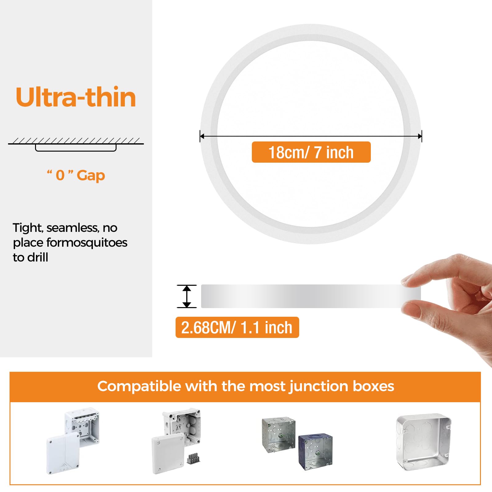 slochi Plafon LED Techo,15W 1500LM Bajo Consumo lampara techo,3000K/4000K/6500K regulableØIP44 Impermeable Ultra Delgado Plafones Para Techo Led,Adecuado para Baño cocina Ø18CM