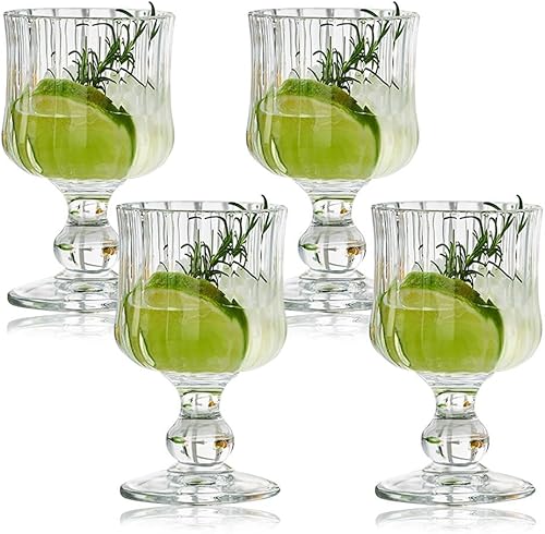 Miniatura 9 de Copas de agua vintage de 6 onzas, copas de vino vintage con tallo para beber, copas de vaso para beber, copas mezcladas románticas pesadas