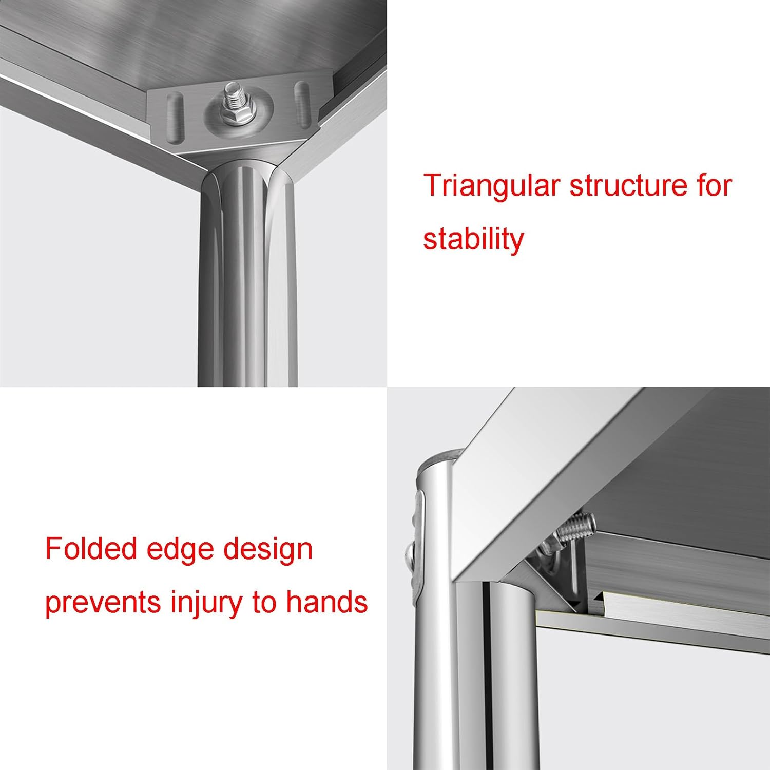 Stainless Steel Double-Layer Work Table Kitchen Floor-Standing Storage Rack Warehouse Packing and Packaging Table Adjustable Height Shelf 19.7x31.5