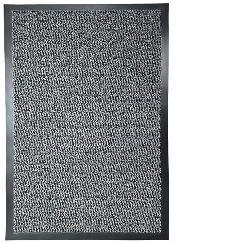 Image of Door Mats Indoor 120cm x 240cm Grey, Washable indoor Outdoor Rugs Matts, Heavy Duty Non-slip Entrance Mat, Super Absorbent Front Door Mat Kitchen Hallway Bath Barrier Rugs (Grey & Black, 120 x 240 cm)