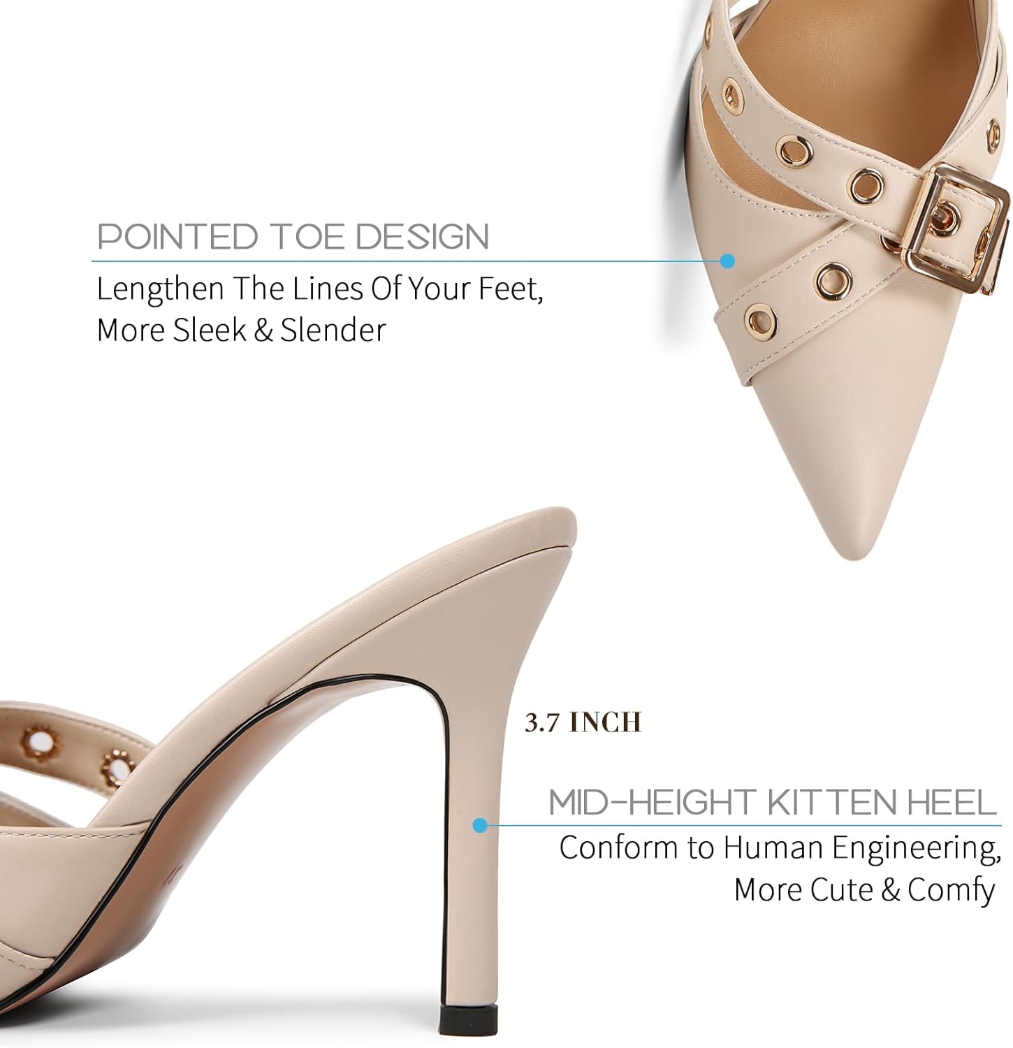 Women's High Heels Pointed Closed Toe Mule Heels Bow Studded Stiletto Heel Dress Bridal Elegant Wedding Sexy Party Pumps shoes - Image 5