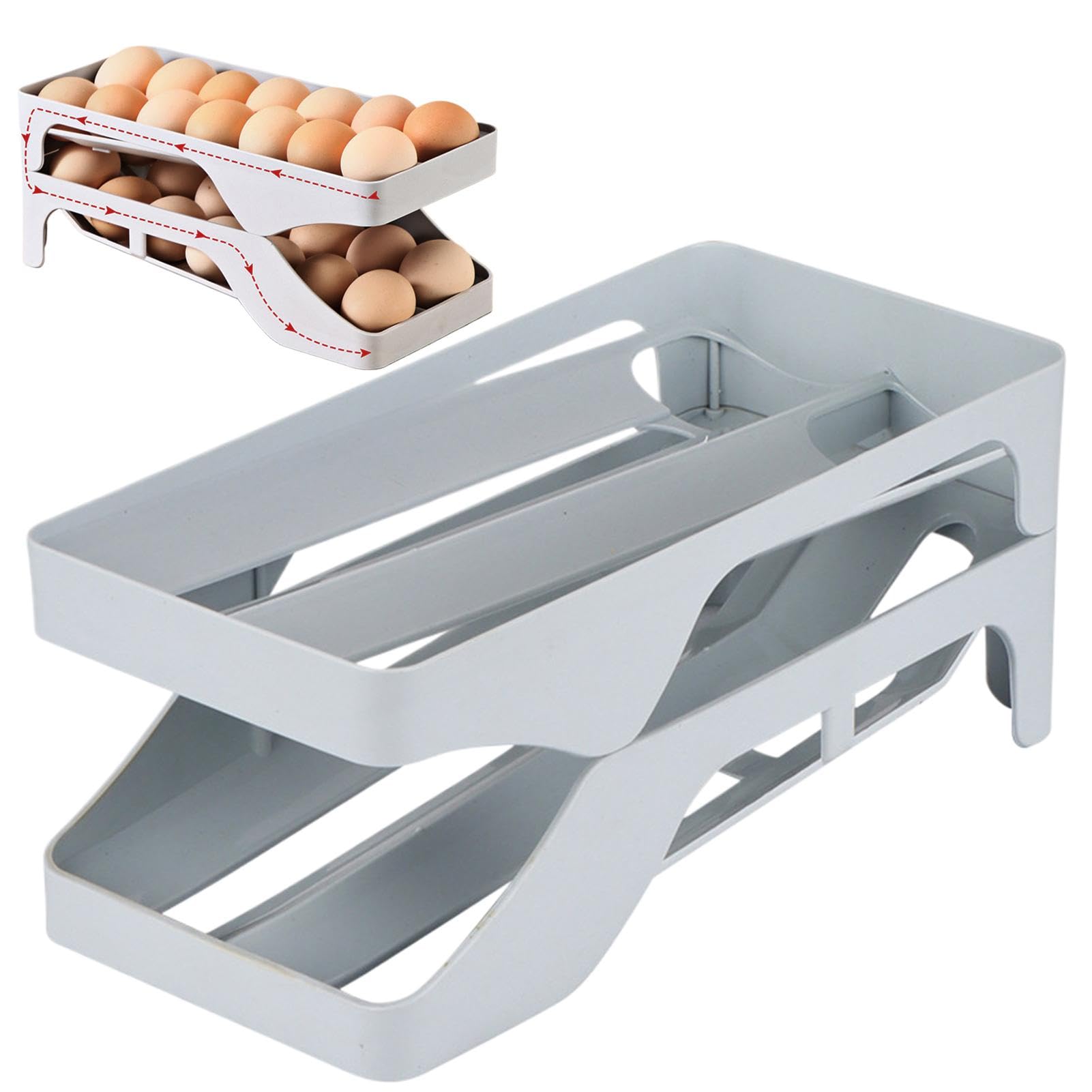 Soporte para huevos para refrigerador con sistema deslizante de ahorro de espacio