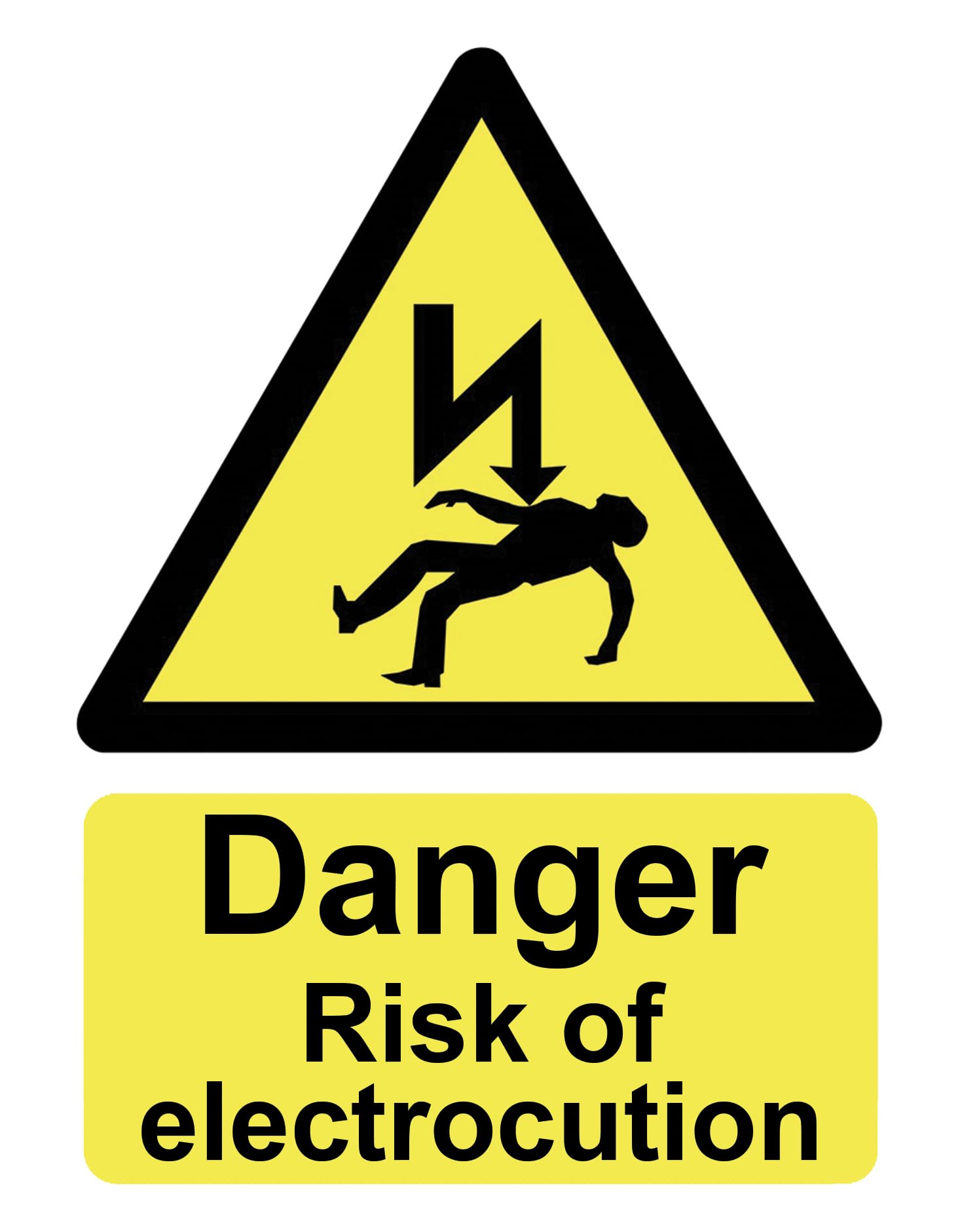 Danger Risk Of Electrocution Electrical Safety Warning Sign Adhesive Sticker 160mm x 125mm