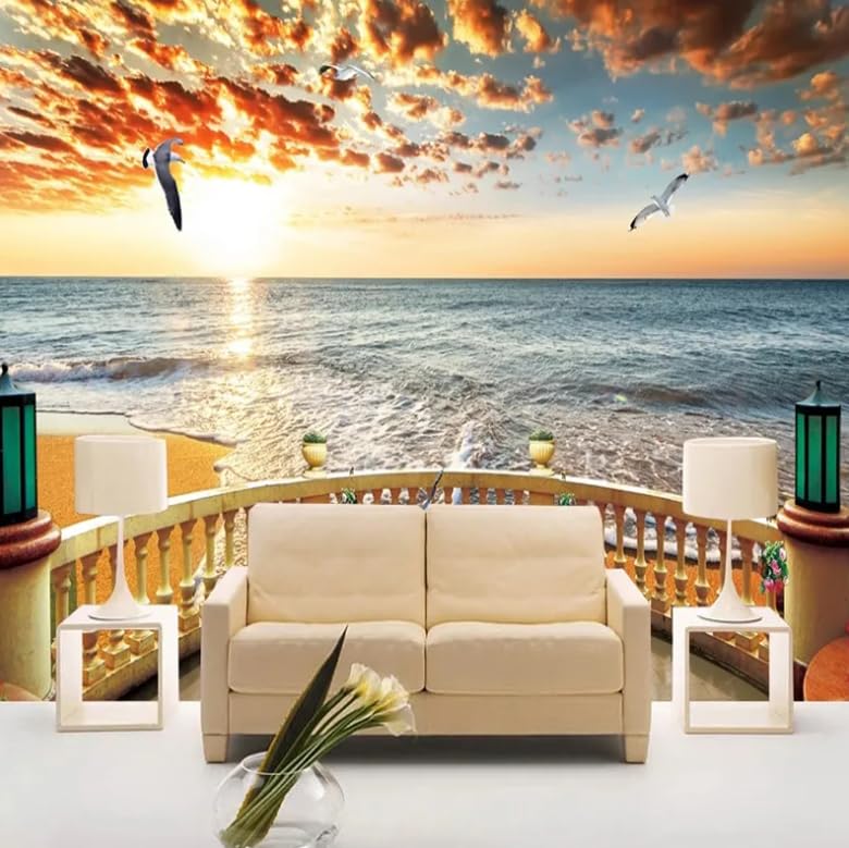 Papier peint 3D plage de rêve pour une chambre élégante