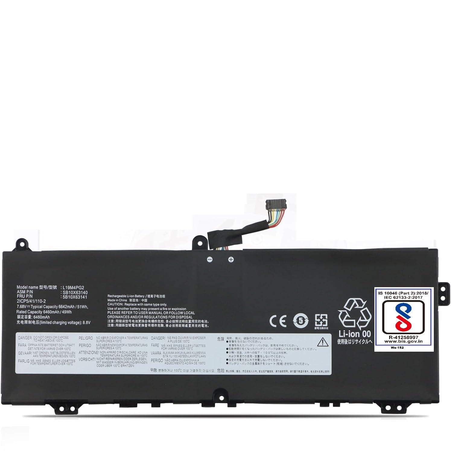 Wefly L19M4PG2 SB10X63140 5B10X63141 Laptop Battery Compatible for Lenovo IdeaPad ChromeBook Flex 5 13.3 inch Model 82B80006UX Series L19D4PG2 5B10X63138 L19L4PG2 5B10X63136 SB10X63137 Laptop Battery