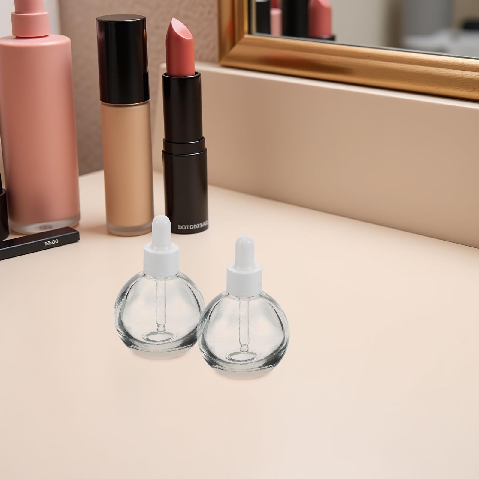 Healeved 12 Stück Kugelförmige Glas Tropfflaschen 30 ml mit Pipette und Auslaufschutz Reisefläschchen für Ätherische Öle Seren und Parfüm Wiederbefüllbar Spritzgegossene Dichtung