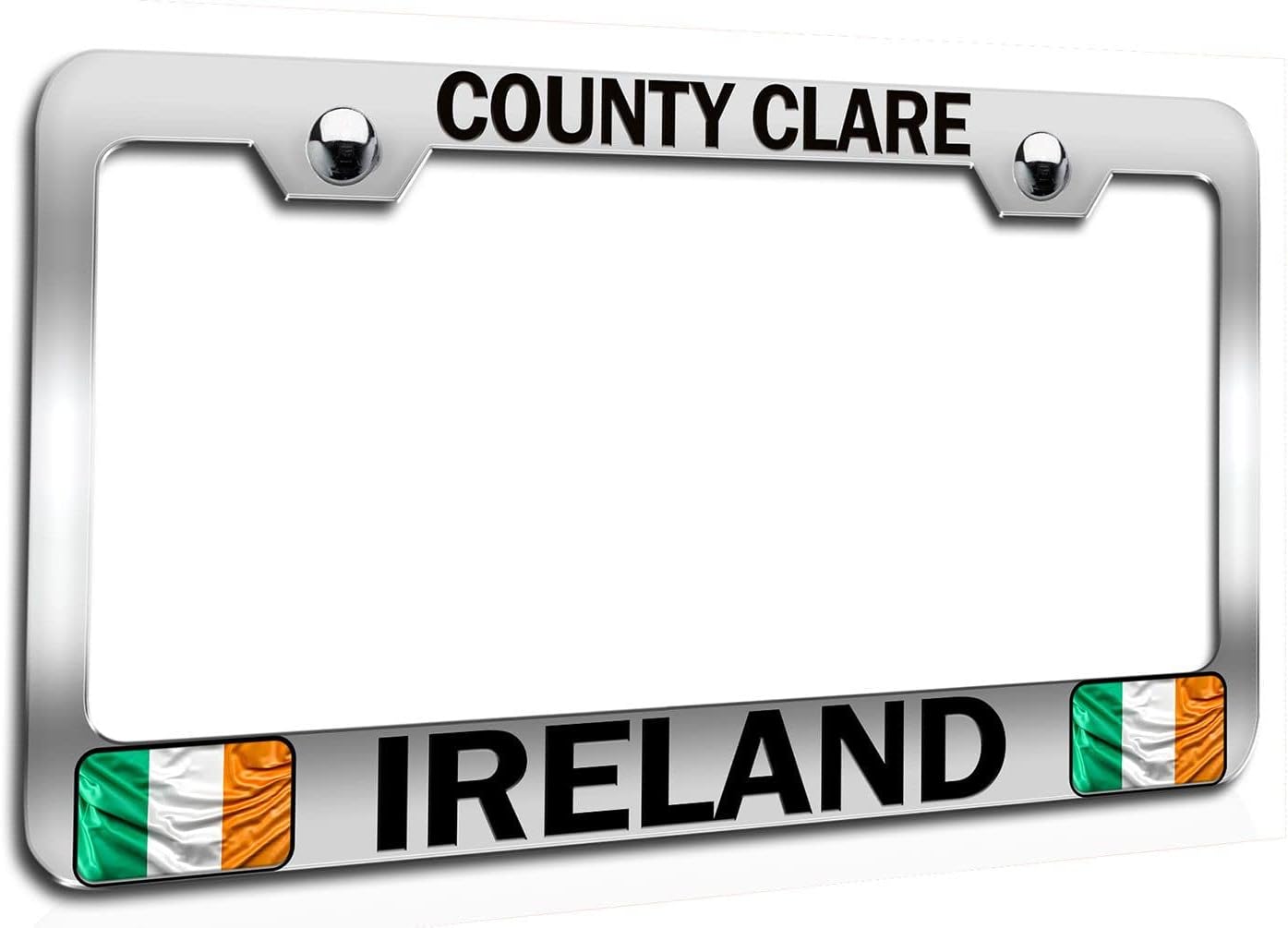 Makoroni - County Clare Ireland Irish Chrome Metal License Plate Frame Tag Holder, #f82