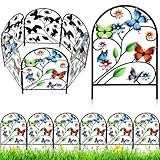 Yaocom 6 Pack Butterfly Decorative Garden Fence 16.5''H x 11.8''W Animal Barrier Border Butterfly Flower Design Metal Arch Garden Fence Border for Spring Outdoor Patio Yard Landscape Decoration