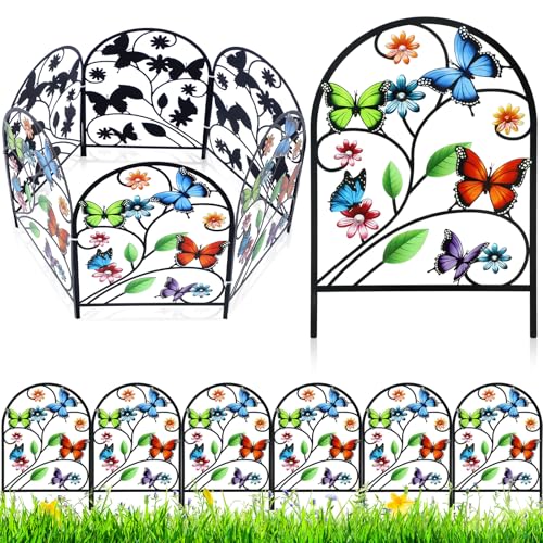 Yaocom 6 Pack Butterfly Decorative Garden Fence 16.5''H x 11.8''W