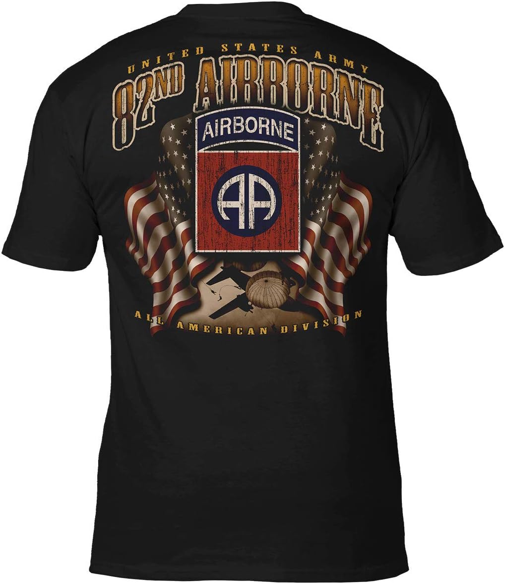 7.62 Design Army 82nd AB Flags All Americans Men's T-Shirt Black