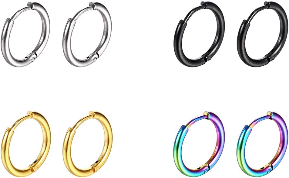 Surgical Stainless Steel Hoop Earrings 8mm/10mm/12mm Small Huggie Hoop Earrings for Women and Men