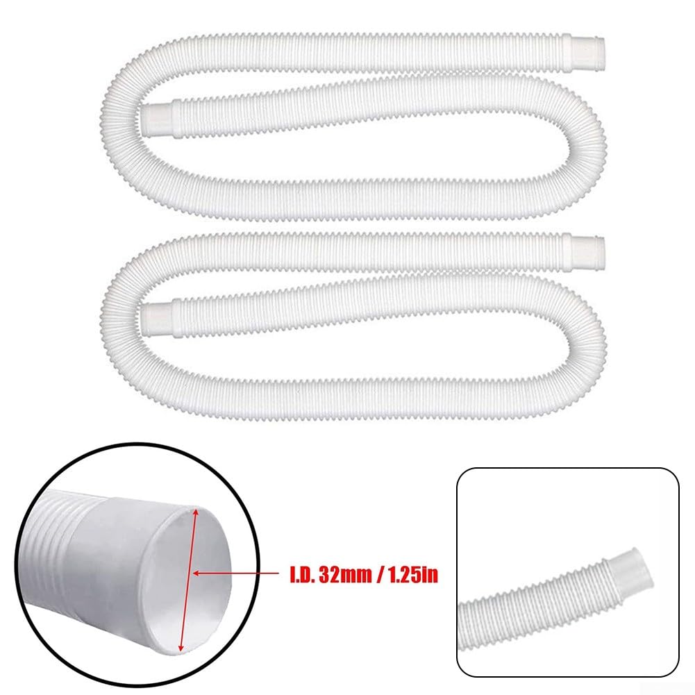 ZYWUOY Tubo di Ricambio per Pompa per Piscina, 2 Pezzi, Tubo Flessibile per Filtro per Piscina per Intex da 3,8 cm, Accessorio Tubo di Ricambio per Piscine Fuori per Terra (32 mm), Bianco