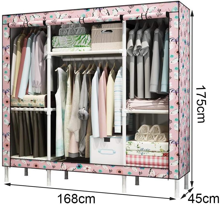 Cloth Wardrobe Clothes Closet, Portable Closet Wardrobe Storage Closet Standing Closet Fabric Cabinet Portable Wardrobe Nordic Style,B_168X45X175CM
