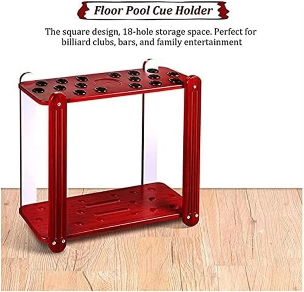 Billiards Rack 18 Holes Pool Holder,Floor Red Billiard Organizers Racks,3Cm Plastic Circle Pads Pool Holder