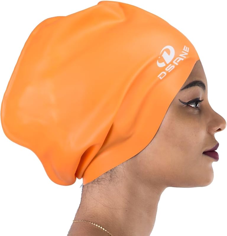 Touca de natação extra grande Dsane em silicone para cabelos longos e volumosos, com protetores auriculares e clipe nasal