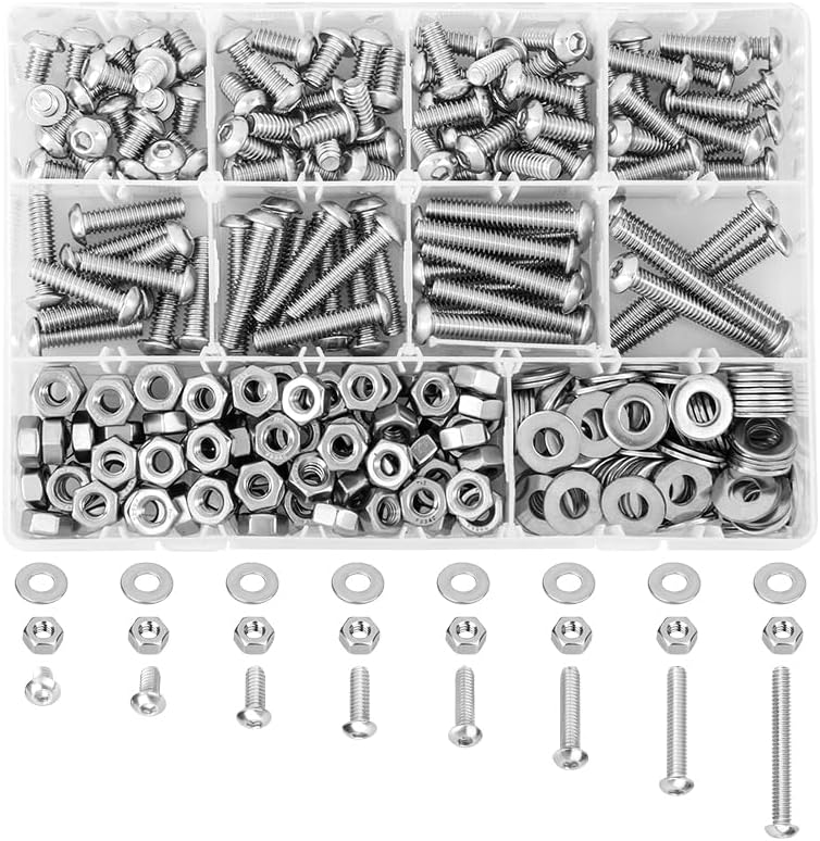 240/330Pcs Hex Bolts and Nuts and Washer Assortment Kit Stainless Steel Machine Screws Set 3/8" 1/4" 5/16" Hex Head Cap Screws (Color: 330Pcs screw set)