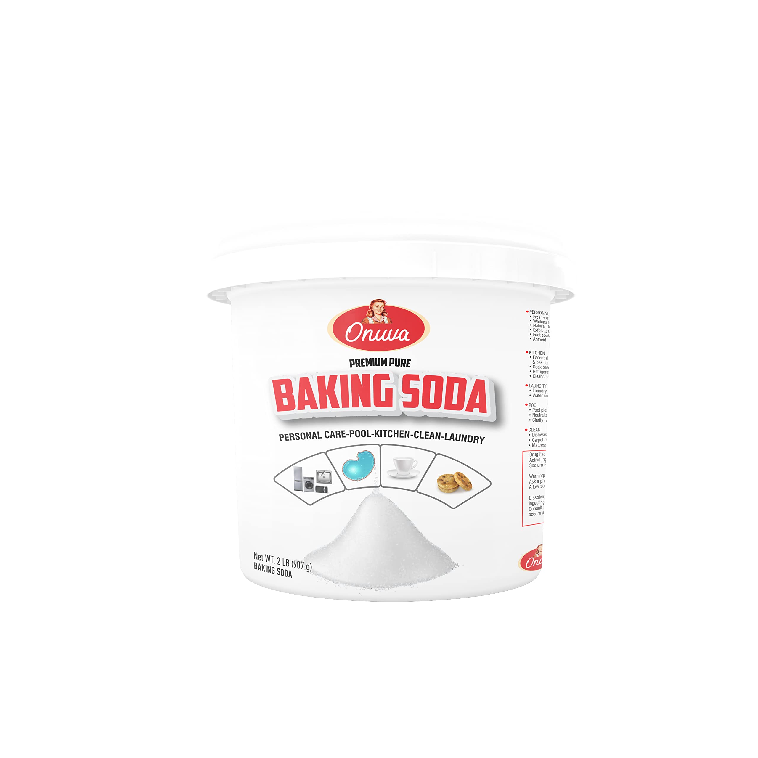 Baking Soda by Onuva - Naturally Pure - 2 lb (907g)-Sodium Bicarbonate USP-Food Grade baking soda for baking