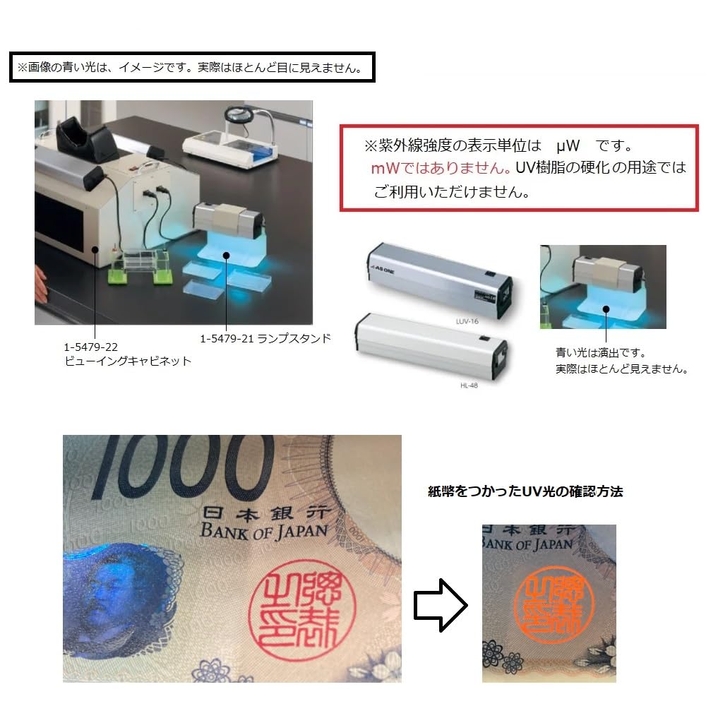 新古 アズワン ハンディーUVランプ(長波長365nmタイプ)