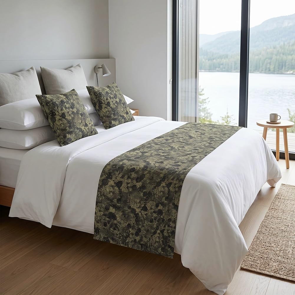SSHFFDD Bed Runner Bedspreads Scarf, Decorations, Throws Hotel Home(Green,65x230cm (for 1.8m bed))