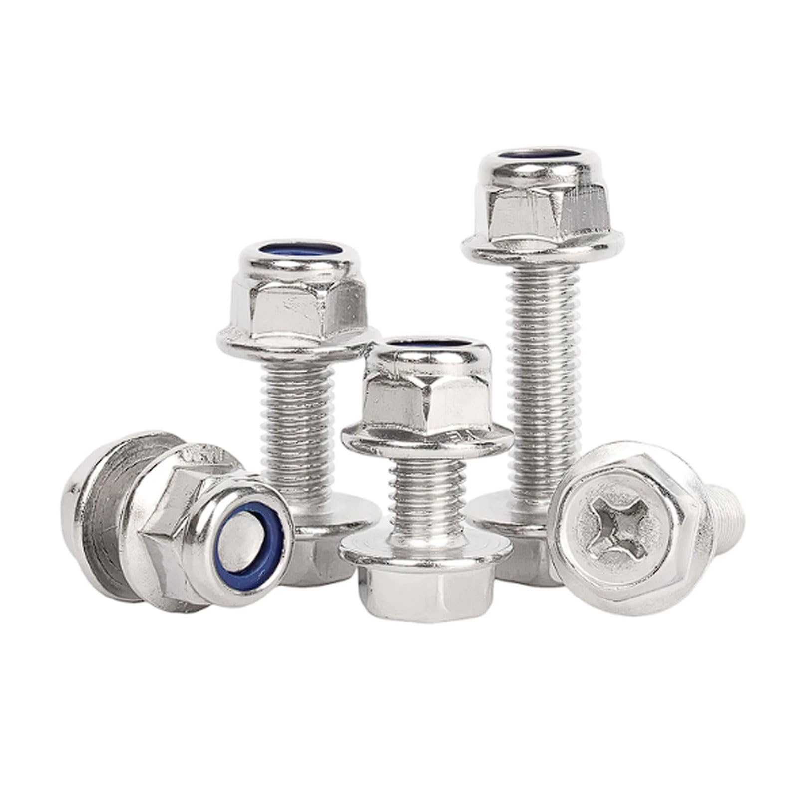 Kit de pernos y tuercas cabeza hexagonal con brida cruzada M6 acero inoxidable 304 arandelas, 20 juegos, Allen dentada(M6x95 [20 sets])