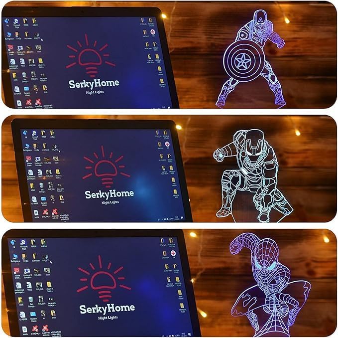 Serkyhome 3D Illusion Night Light for Kids 7 Colors with Remote-Led Table Lamp-Bedroom Kids Night Light photo 3