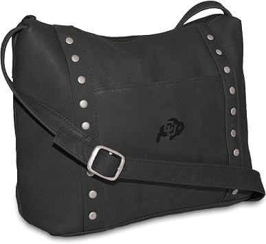 NCAA Colorado Buffaloes Black Leather Womens Top Zip Handbag