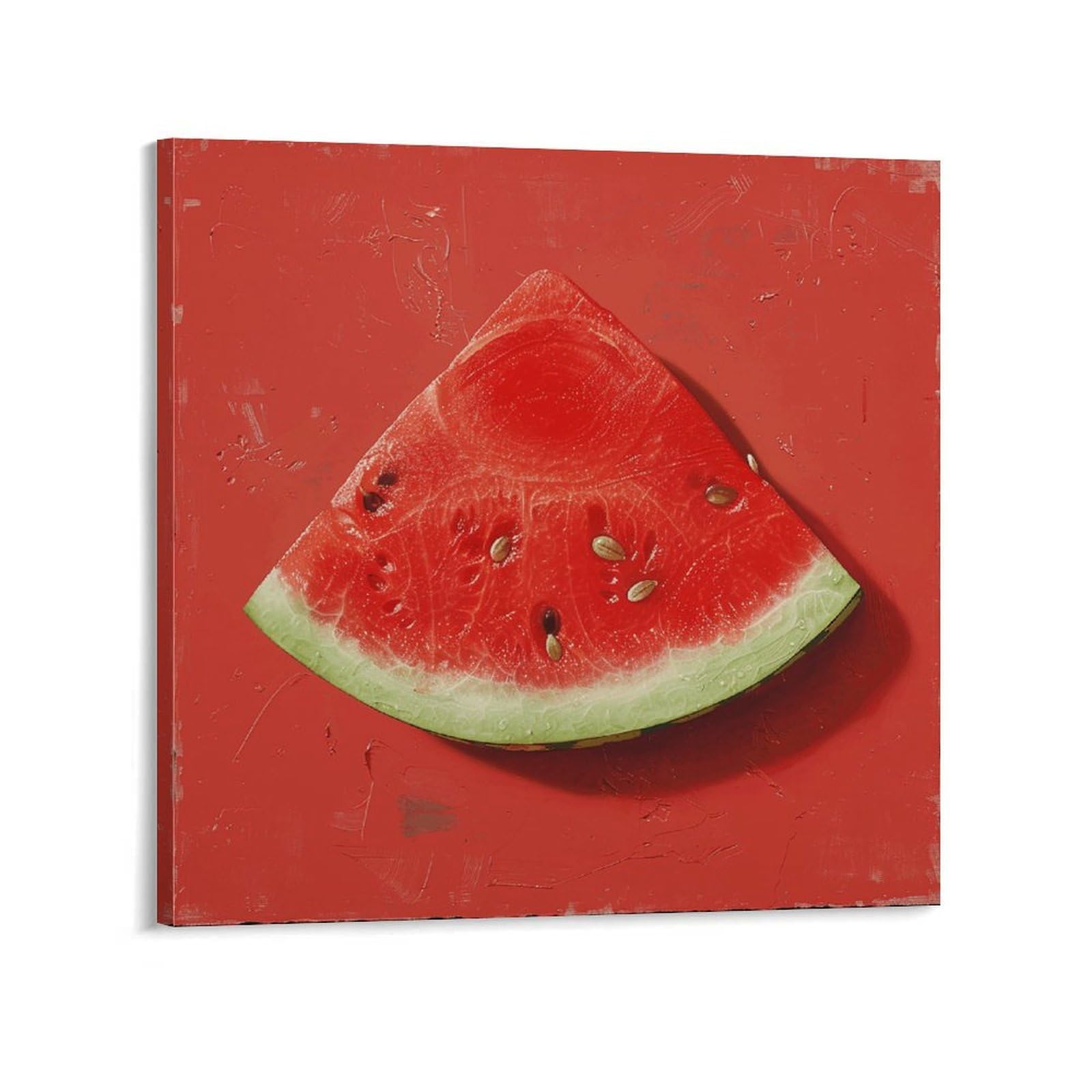 KLOPH Piece of Red Watermelon Canvas Wall Art for Living Room 10x10inch Modern Artwork Painting for Bathroom Hanging Canvas Prints Aesthetic Wallart for Bedroom Kitchen Office Wall Decor