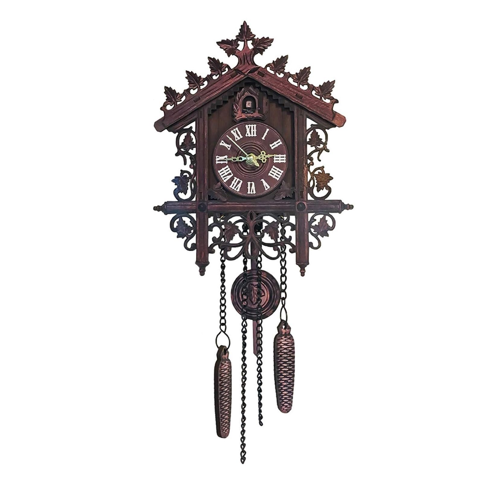 Reloj de cuco de bosque negro, reloj de pared mecánico de madera para decoración del hogar o restaurante, diseño tradicional, funcionamiento sin pilas