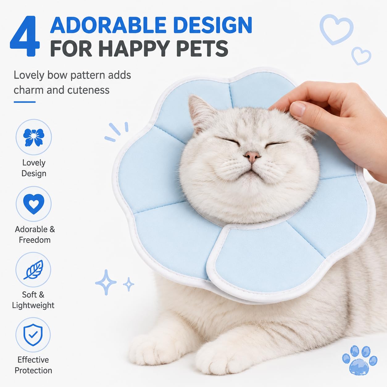 Avont エリザベスカラー 犬用 猫用 ソフト 軽量 手術後 傷口保護 舐め防止 引っ搔き防止 （ブルー）
