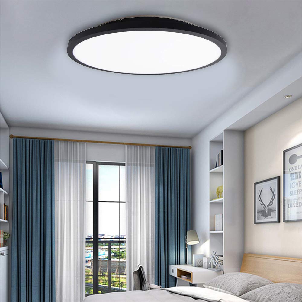 FactorLED Lámpara de Superficie Techo 40W, Plafón Led Negro Dimmable, Iluminación Interior, Tecnología CCT - Luz Seleccionable, Luz cálida, natural y fría (3 en 1)