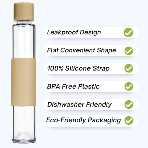 Miniatura 3 de Botella de agua plana de 13 onzas, a prueba de fugas y diseño delgado de botella de agua, botella de agua con monedero, bonitas botellas de agua