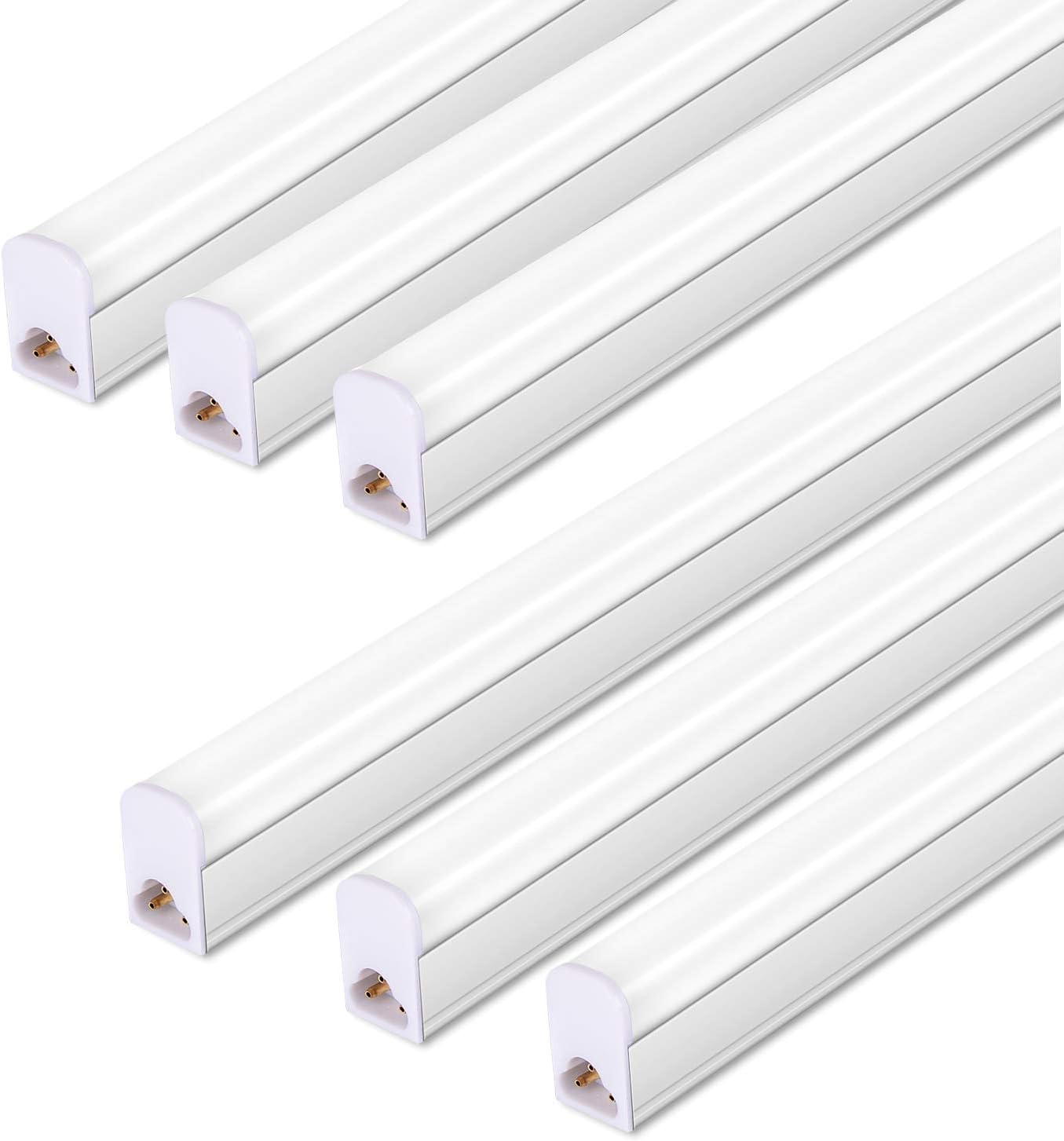 LED Under Cabinet Lights, 2ft, 1100lm, 6000K, 10W, Led Shop Light and T5 Led Light Fixture, Under Cabinet LED Lighting, Corded Electric with ON/Off Switch (Pack of 6)