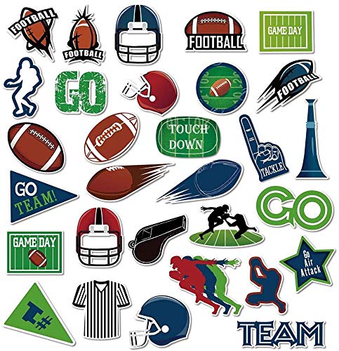 Football PVC Waterproof Stickers(30pcs) for Bottles,Luggages,Laptop,Skateboard,Notebooks,Cars,Motorcycles,Bicycles