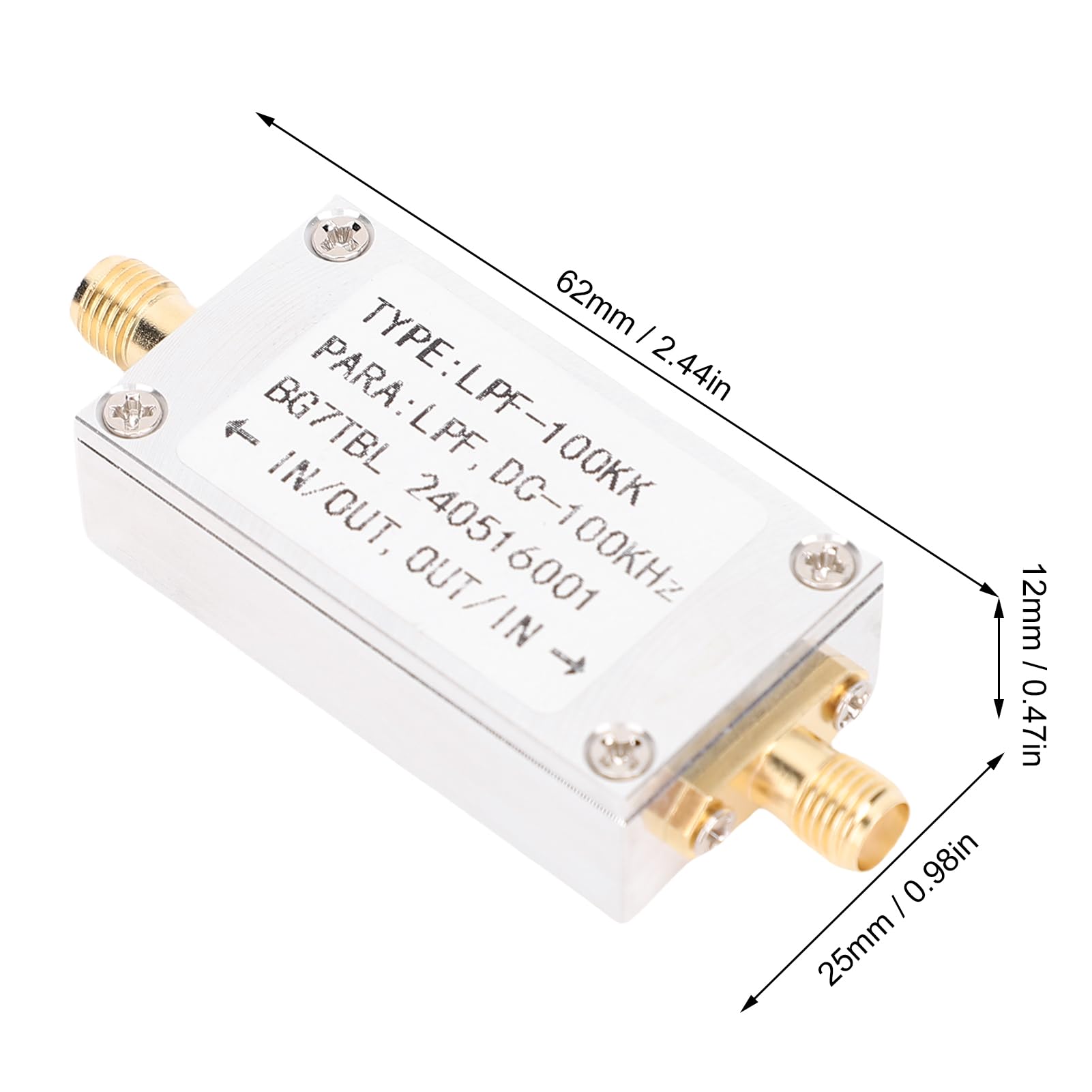 Generic 100KHZ Tiefpassbandfiltermodul SMA 100K Tiefpassfilter Stabile Signalübertragung Aluminiumlegierung