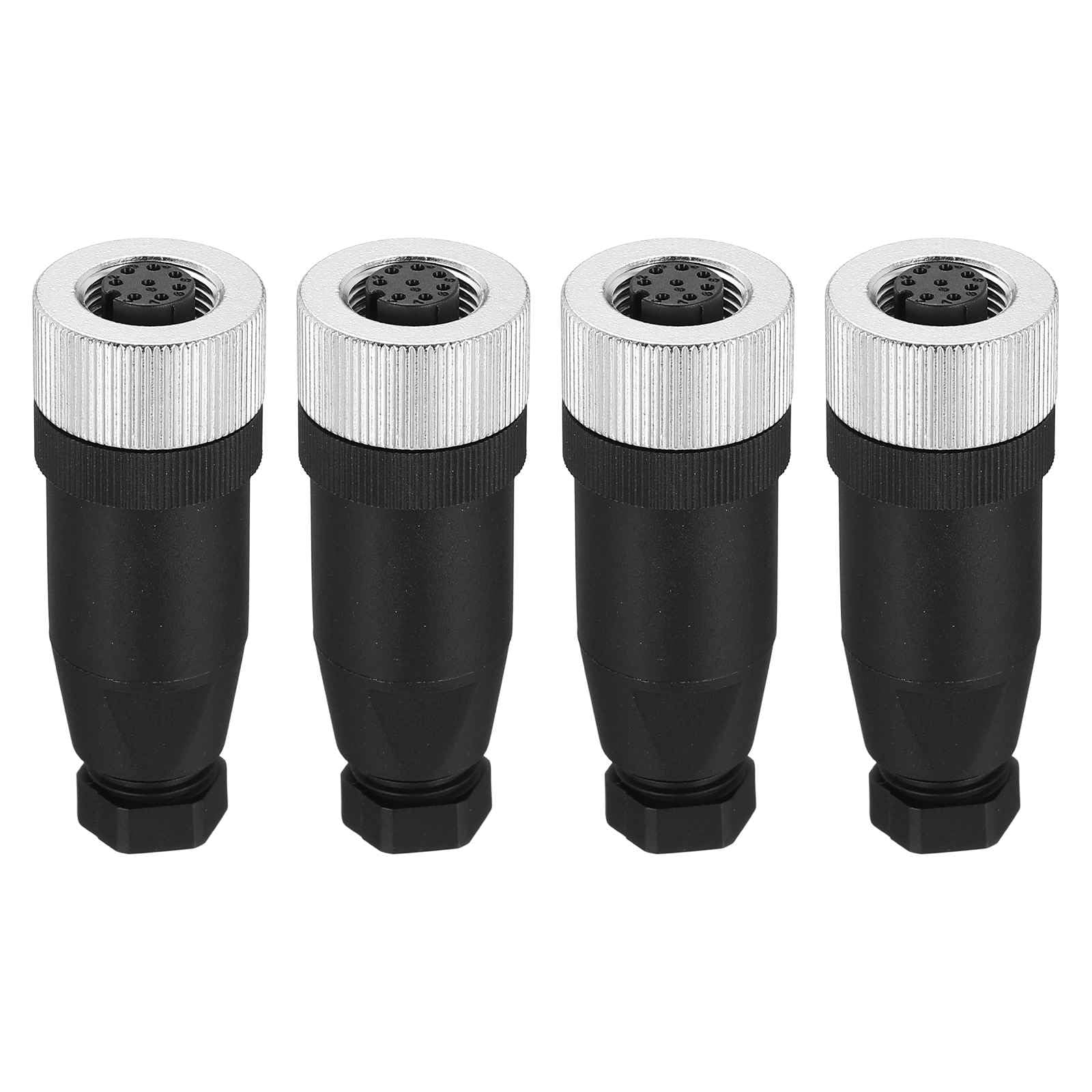 MECCANIXITY 8 Pin M12 Female Aviation Wire Connector, 4 Pcs Socket Panel Aviation Connectors Waterproof IP67 Industrial Circular Straight Connector for Networks Instruments