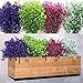 12 Pacchi Cespugli di Arbusti Artificiali Fiori Finti Piante Resistenti ai Raggi UV all'Aperto Fiori di Plastica Arbusti Verdi Piante Pendenti Finte per Decorazione Ufficio, Colore Misto