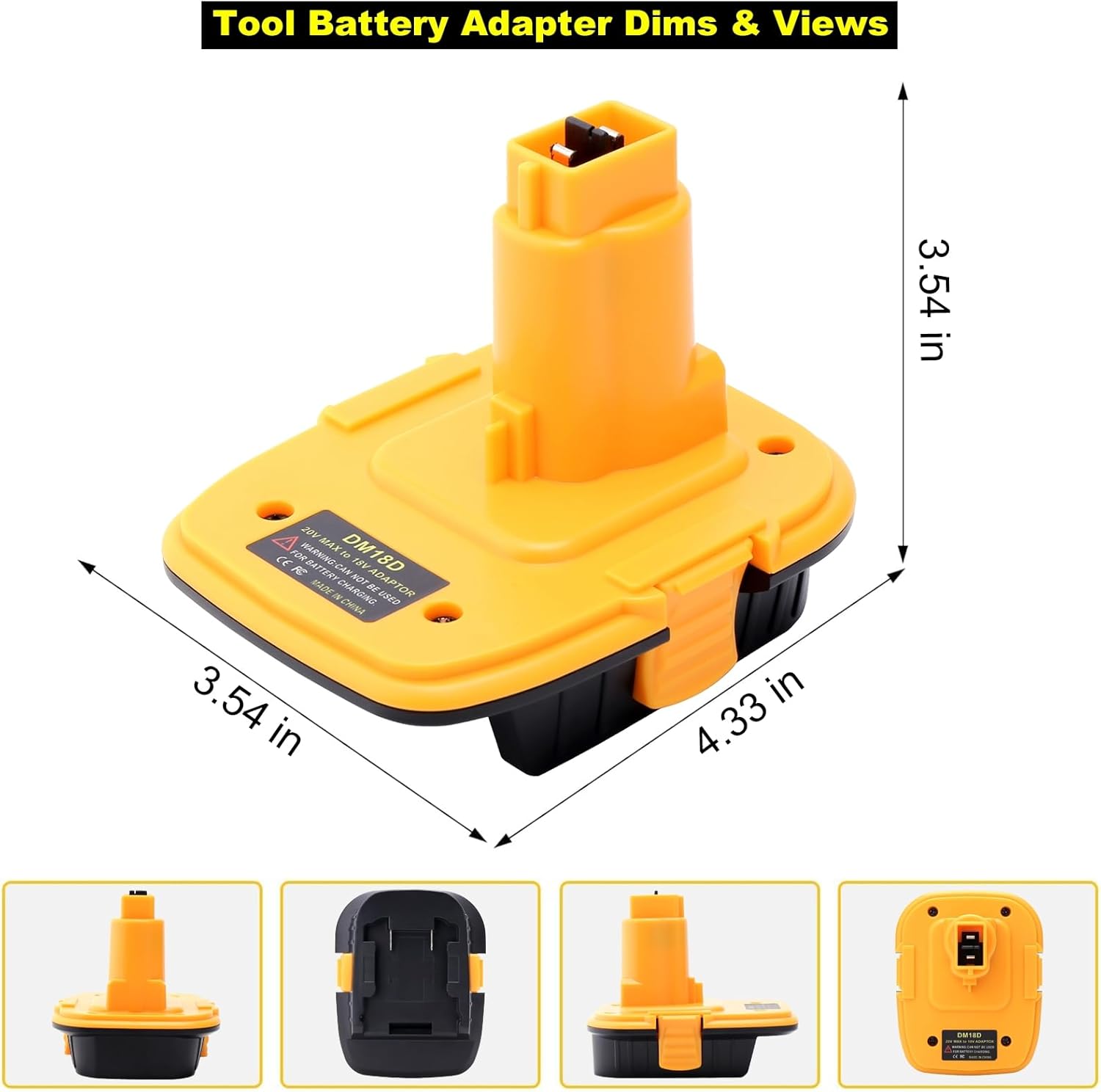 2-Pack DM18D Adapter Compatible with De-Walt 18V Tools, Adapter Compatible with De-Walt 20V MAX & 18V Lithium Battery 48-11-1813 48-11-1850 48-11-1860 to Replace Old 18-Volt XRP NiCad Battery DC9098