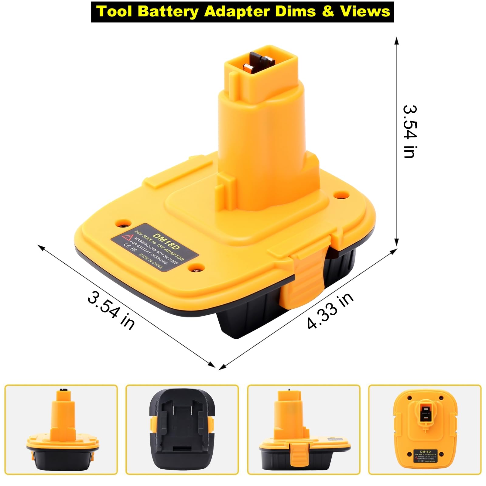 Paquete de 2 adaptadores DM18D compatibles con herramientas DeWalt de 18 V, adaptador compatible con batería Dewalt de 20 V MAX y compatible con batería de litio Mil-waukee M-18 de 18 V para