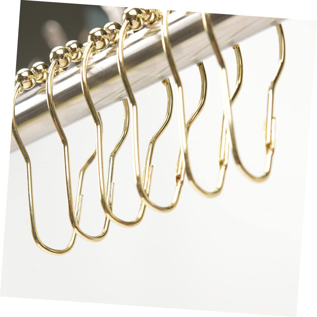 Crochets de Rideau de Douche, Crochets de Douche for Rideaux, 24 pièces, Boucle de Crochet for Rideau de Douche, cintres for Manteaux, Rideau argenté, Rideau à roulettes Robuste(Golden)
