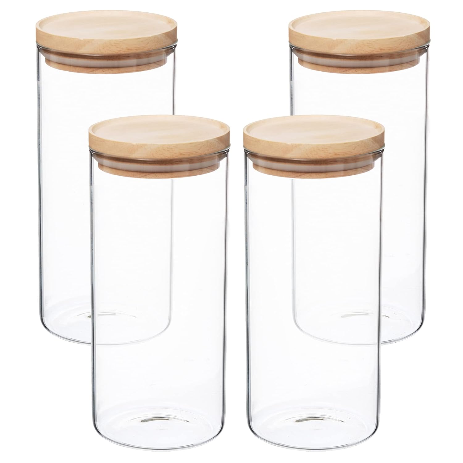 Set of 4 glass and wooden jars 1.3 L