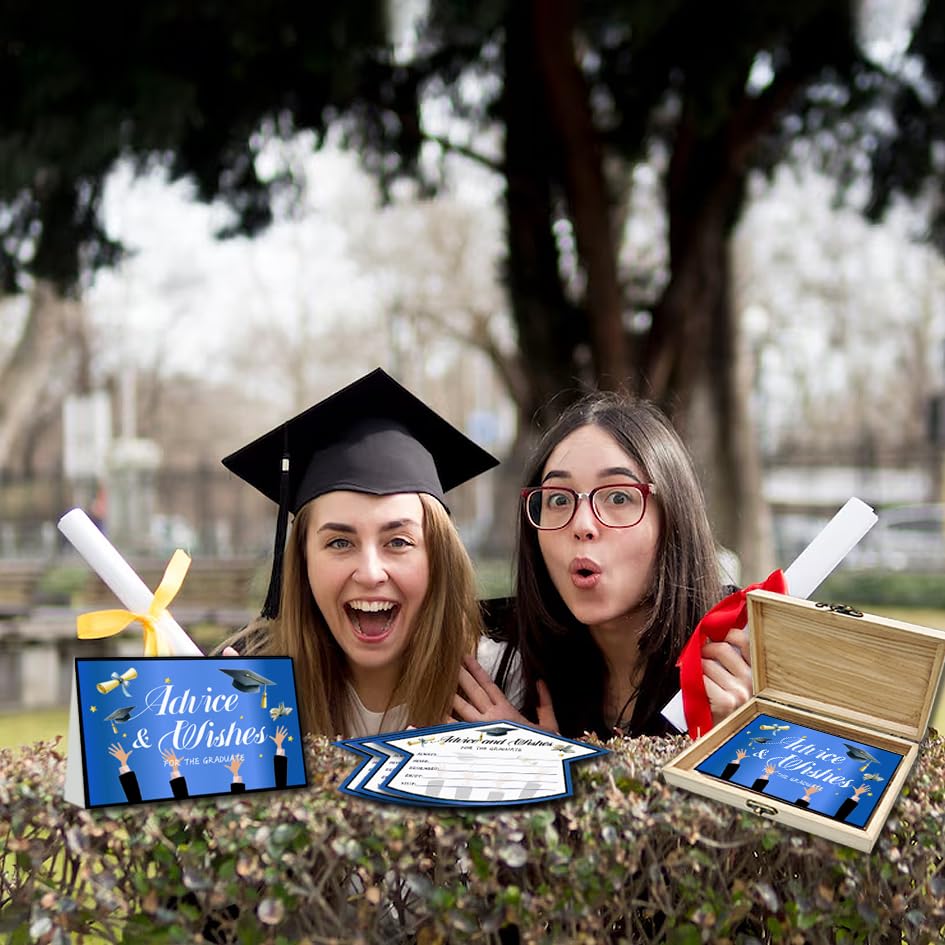 Image of 50Pcs Graduation Advice Cards for the graduate 2026, Grad Advice and Wish Cards Box for Congrats Grad Class of 2026 Graduation Party Decorations Supplies
