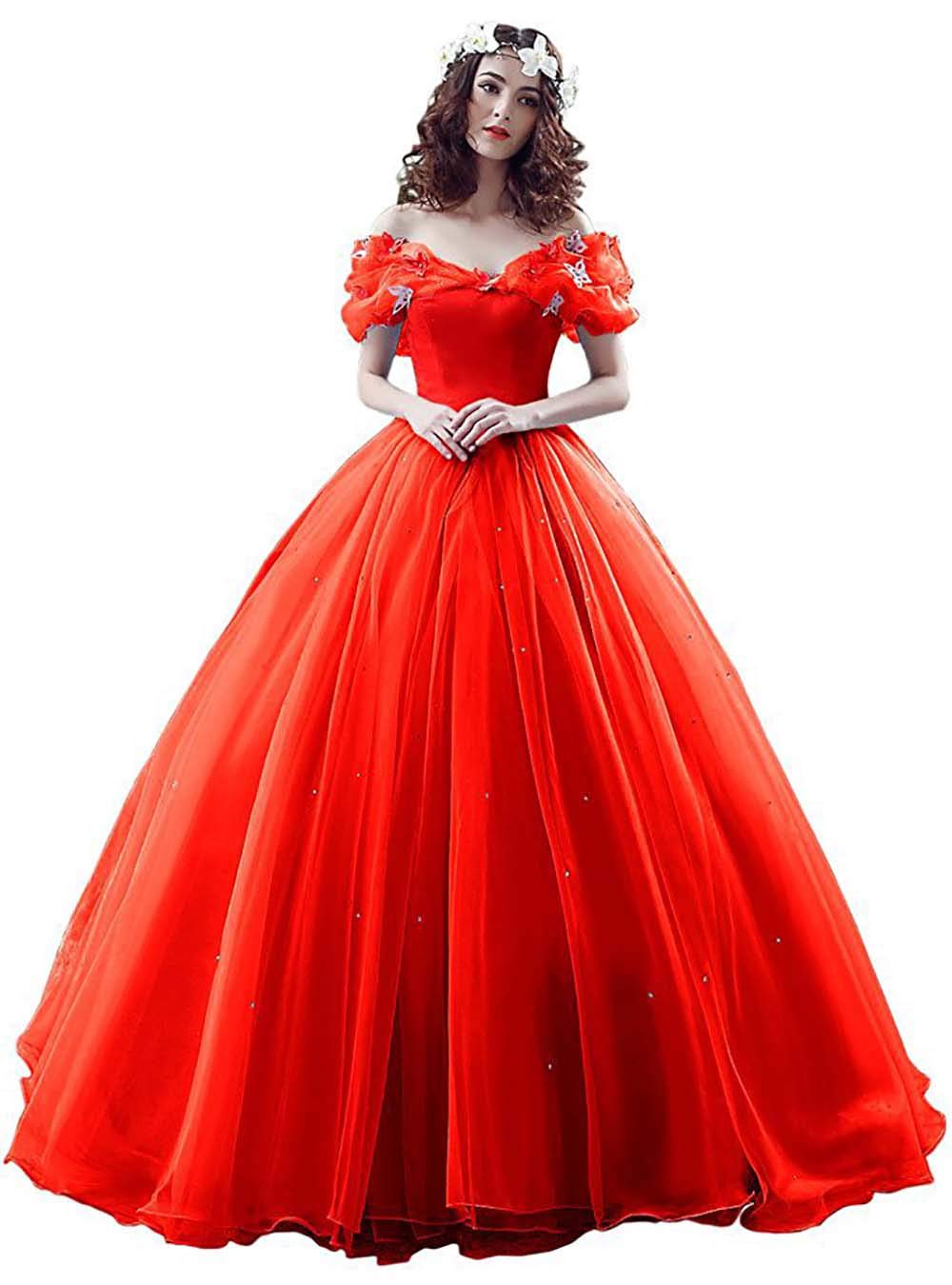 yinyyinhs Tulle Ball Gown Cinderella's Off Shoulder Quinceanera Dress Wedding Dresses Evening Formal Gown