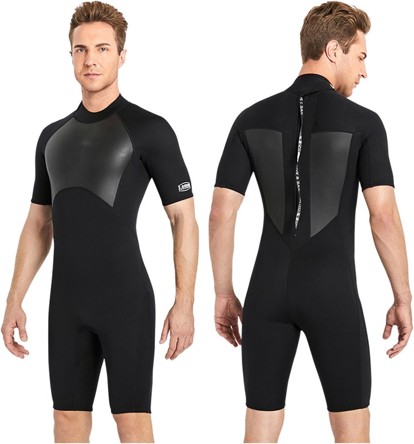 Men's Wetsuit Shorty 2mm Neoprene Short Sleeve Wet Suit for Women Surfing Diving Swimming Snorkeling,M,Men Black