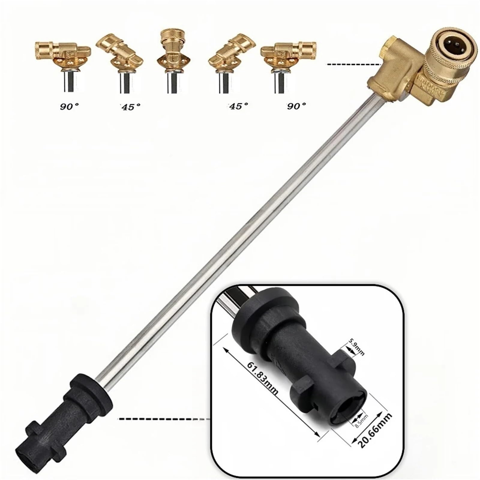 Varilla de extensión Lavado a Alta presión for K2/K3/K4/K5/K7: acoplador Giratorio 180° y boquillas Incluidas Adecuado para Jardines y azoteas(43.5cm++Five-Color nozzles)