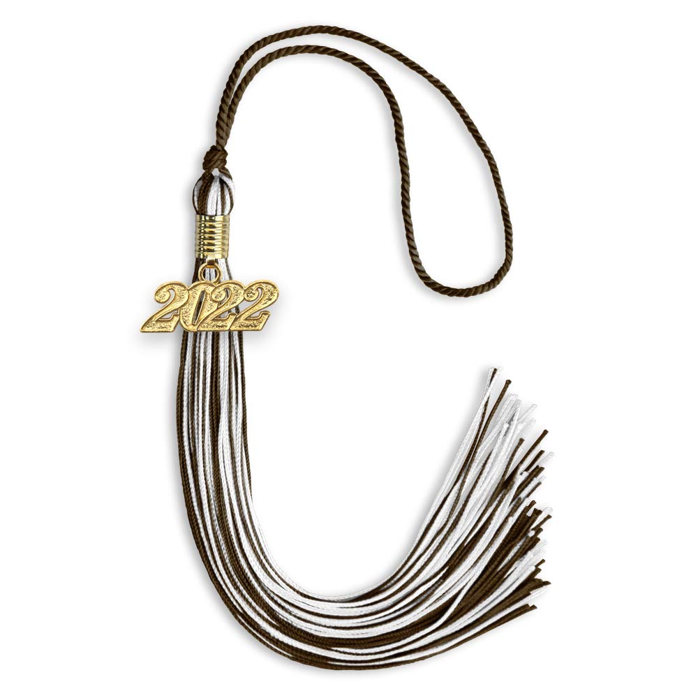 Endea Graduation Mixed Double Color Tassel with Gold Date Drop (Brown/White, 2022)