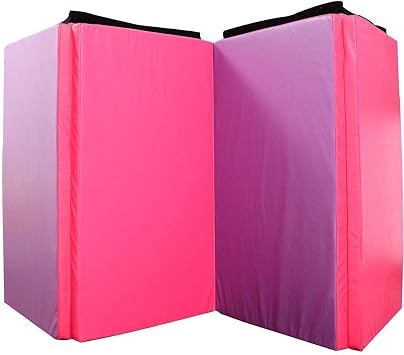 4X6X2 Phthalate Free Thick Folding Gymnastics Mat, PU Leather Tumbling Mat 4 Colors Pink