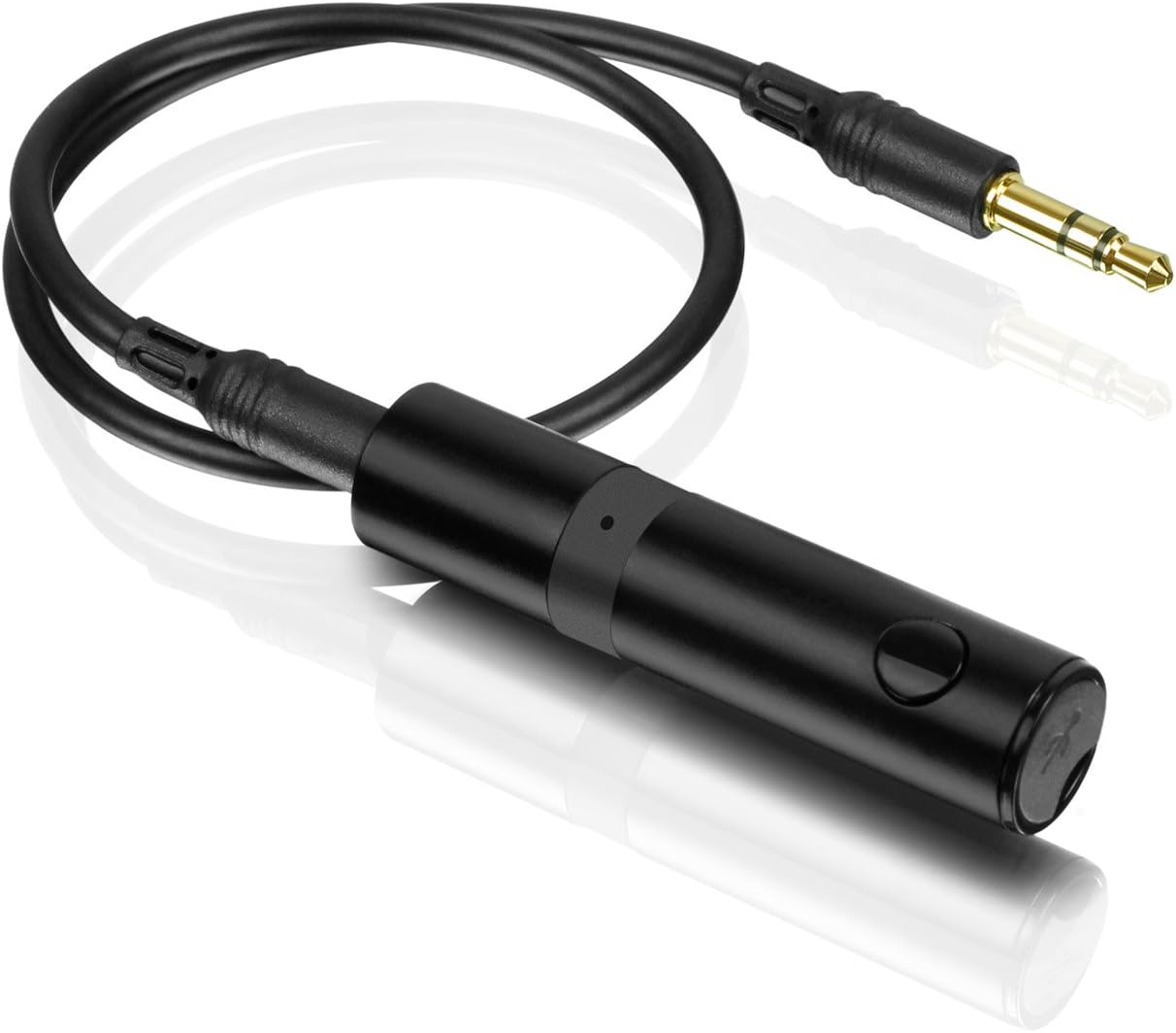 Aluratek(AISM01F) Bluetooth Audio Receiver with Built-In Microphone 3.5MM Aux, Supports Hands-free & Wireless for Streaming Music to Home and Car Audio Stereo Systems, Bluetooth Enable Corded Earbuds