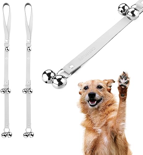 Timbres de cuero para perro para perilla de puerta, entrenamiento para ir al baño, ajuste de longitud, campanas de perro de cobre, campanas